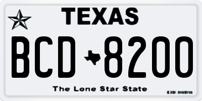 TX license plate BCD8200