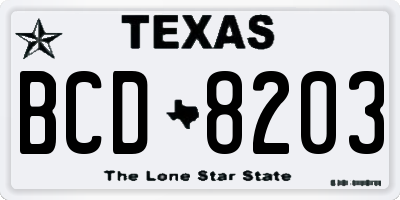TX license plate BCD8203