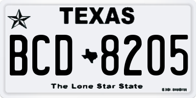 TX license plate BCD8205