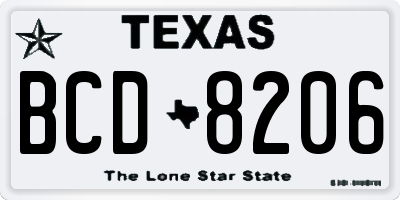 TX license plate BCD8206