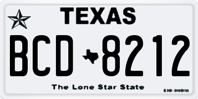 TX license plate BCD8212