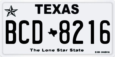 TX license plate BCD8216