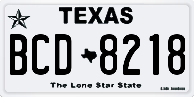 TX license plate BCD8218
