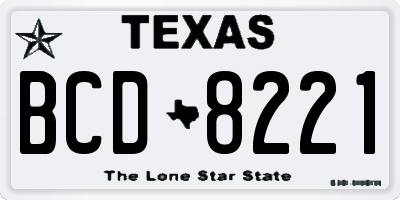 TX license plate BCD8221