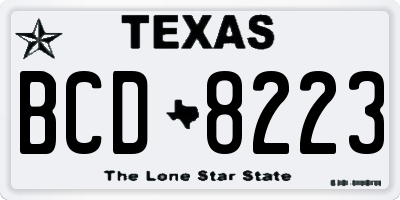 TX license plate BCD8223