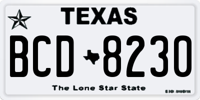 TX license plate BCD8230