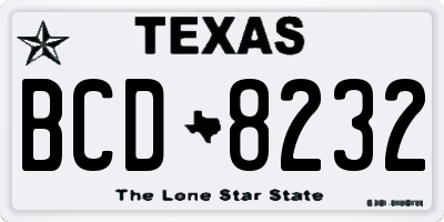 TX license plate BCD8232
