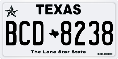 TX license plate BCD8238