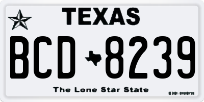 TX license plate BCD8239