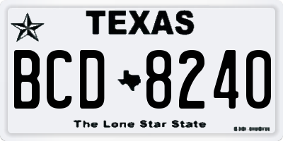 TX license plate BCD8240