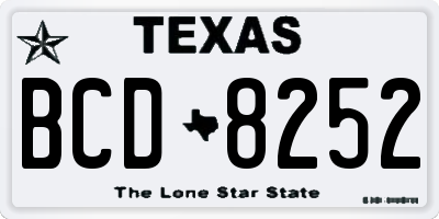 TX license plate BCD8252