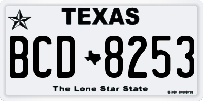 TX license plate BCD8253