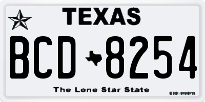 TX license plate BCD8254