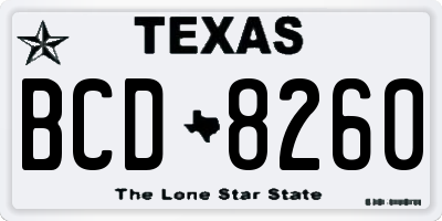 TX license plate BCD8260