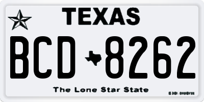 TX license plate BCD8262