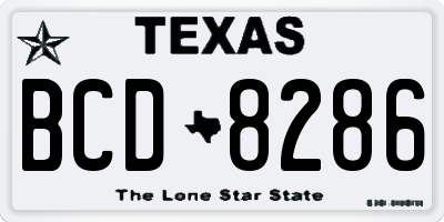 TX license plate BCD8286