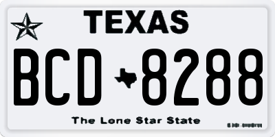 TX license plate BCD8288