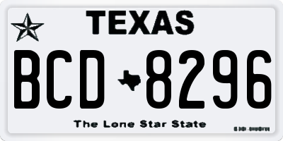 TX license plate BCD8296