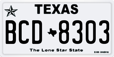 TX license plate BCD8303