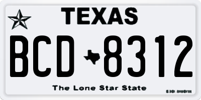 TX license plate BCD8312