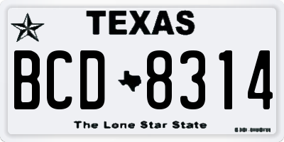 TX license plate BCD8314