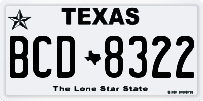 TX license plate BCD8322