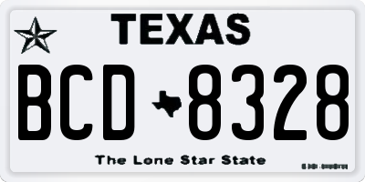 TX license plate BCD8328