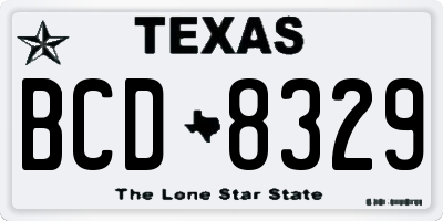 TX license plate BCD8329