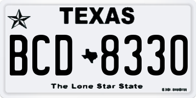 TX license plate BCD8330