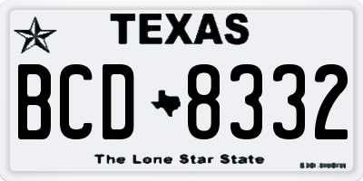 TX license plate BCD8332