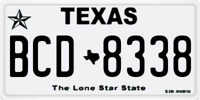 TX license plate BCD8338