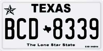 TX license plate BCD8339