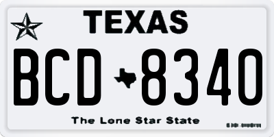 TX license plate BCD8340