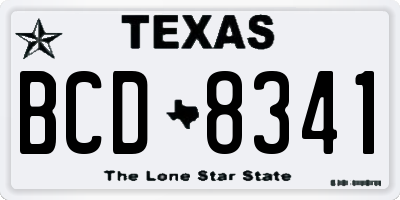 TX license plate BCD8341