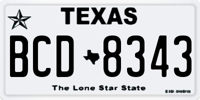 TX license plate BCD8343