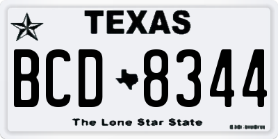 TX license plate BCD8344