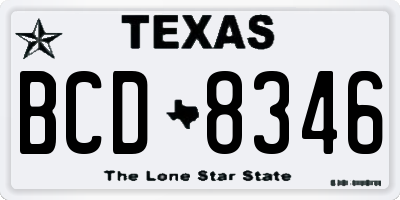 TX license plate BCD8346