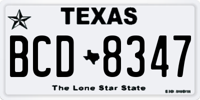 TX license plate BCD8347