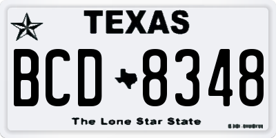TX license plate BCD8348
