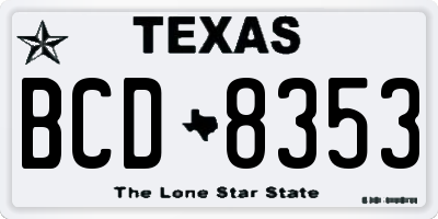 TX license plate BCD8353