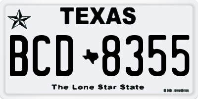 TX license plate BCD8355