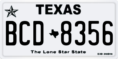 TX license plate BCD8356