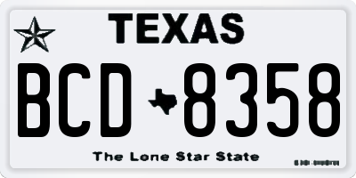 TX license plate BCD8358