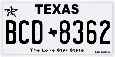 TX license plate BCD8362