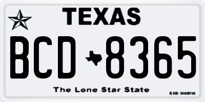 TX license plate BCD8365