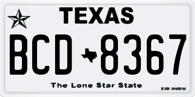 TX license plate BCD8367