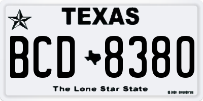 TX license plate BCD8380