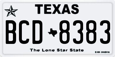 TX license plate BCD8383