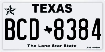 TX license plate BCD8384