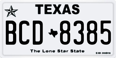 TX license plate BCD8385